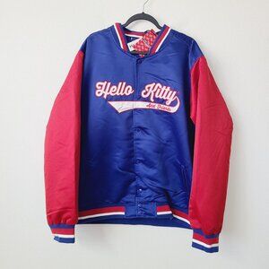 Hello Kitty And Friends Satin Bomber Jacket Plus Size 3X Blue Oversize Fit